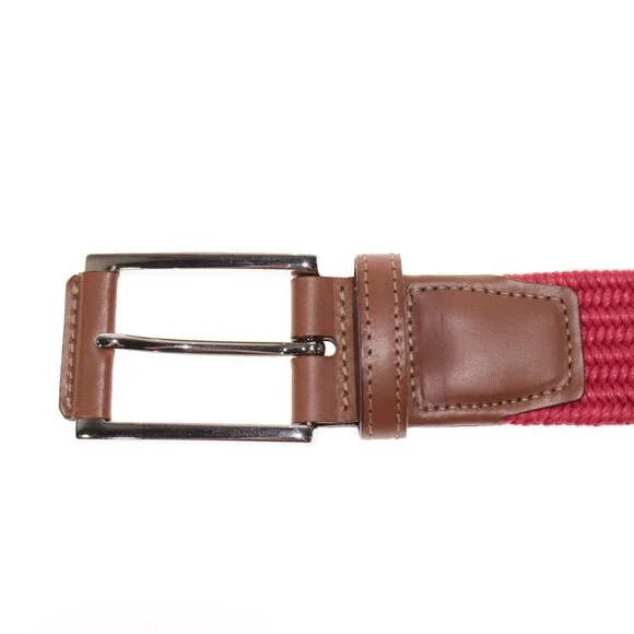 Torino NWT Braided Belt Size 32 US in Solid Red With Brown